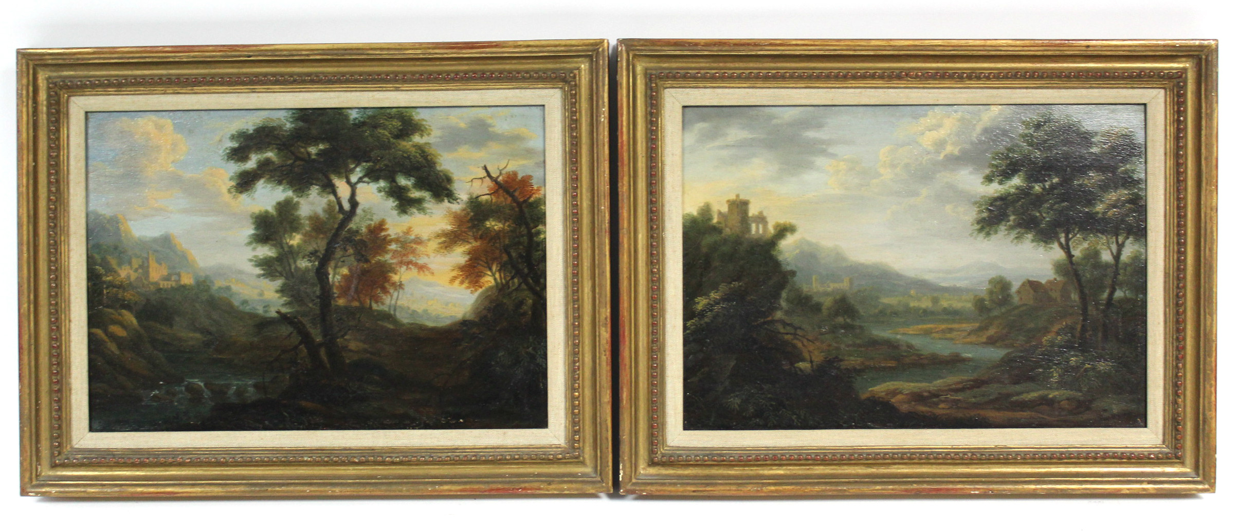 ITALIAN SCHOOL, early 19th century. A pair of mountainous river landscapes with various buildings.