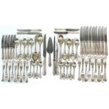 A GEORGE V SILVER PART SERVICE OF KING'S PATTERN FLATWARE, comprising: three table spoons, nine