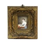 GALLAND, J. R. (early 19th century). A portrait miniature of Charlotte Morris, wearing pale blue