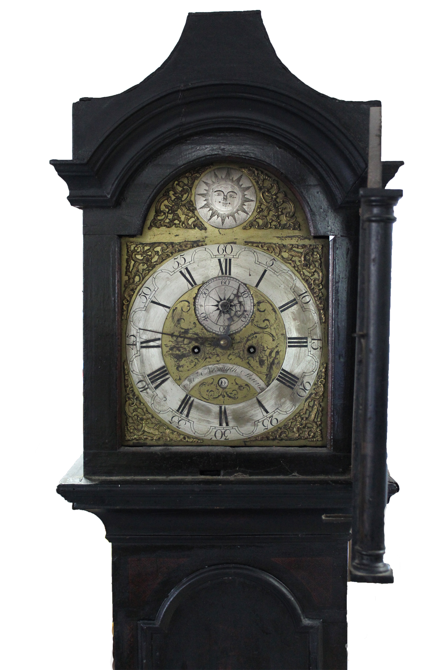 A LATE 18th century LONGCASE CLOCK, the 12” brass & silvered dial signed: “Jas. Nesmyth, Stains ( - Image 3 of 3