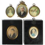 A late 18th century portrait miniature of John Hamilton, watercolour: 1½” x 1¼” (oval); an early