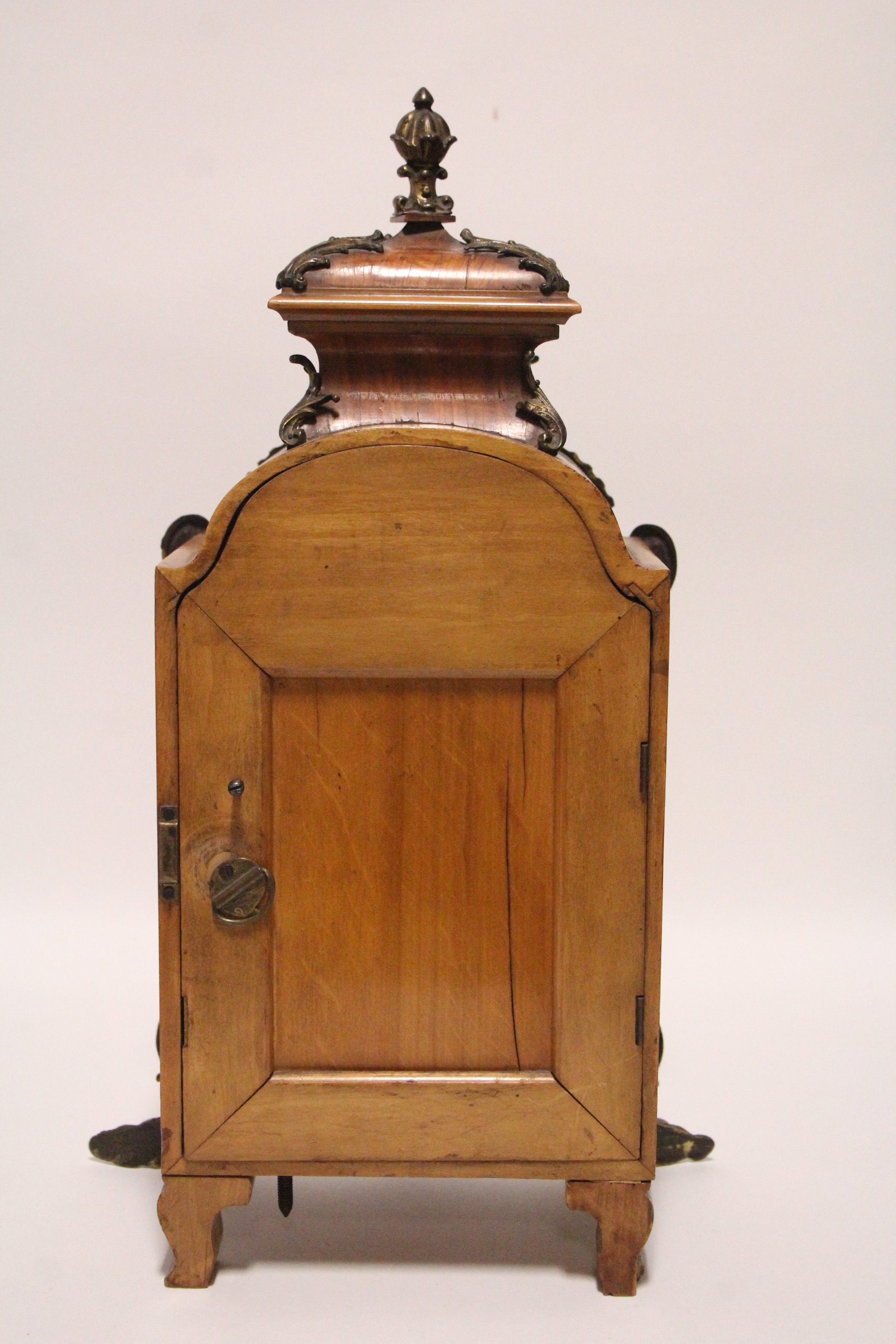 A late 19th century German rococo-style mantel clock, the 4” white enamel dial with Arabic numerals, - Image 5 of 5