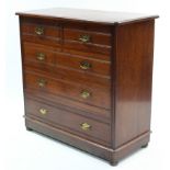 A late Victorian mahogany chest, fitted two short & three long graduated drawers with brass swan-