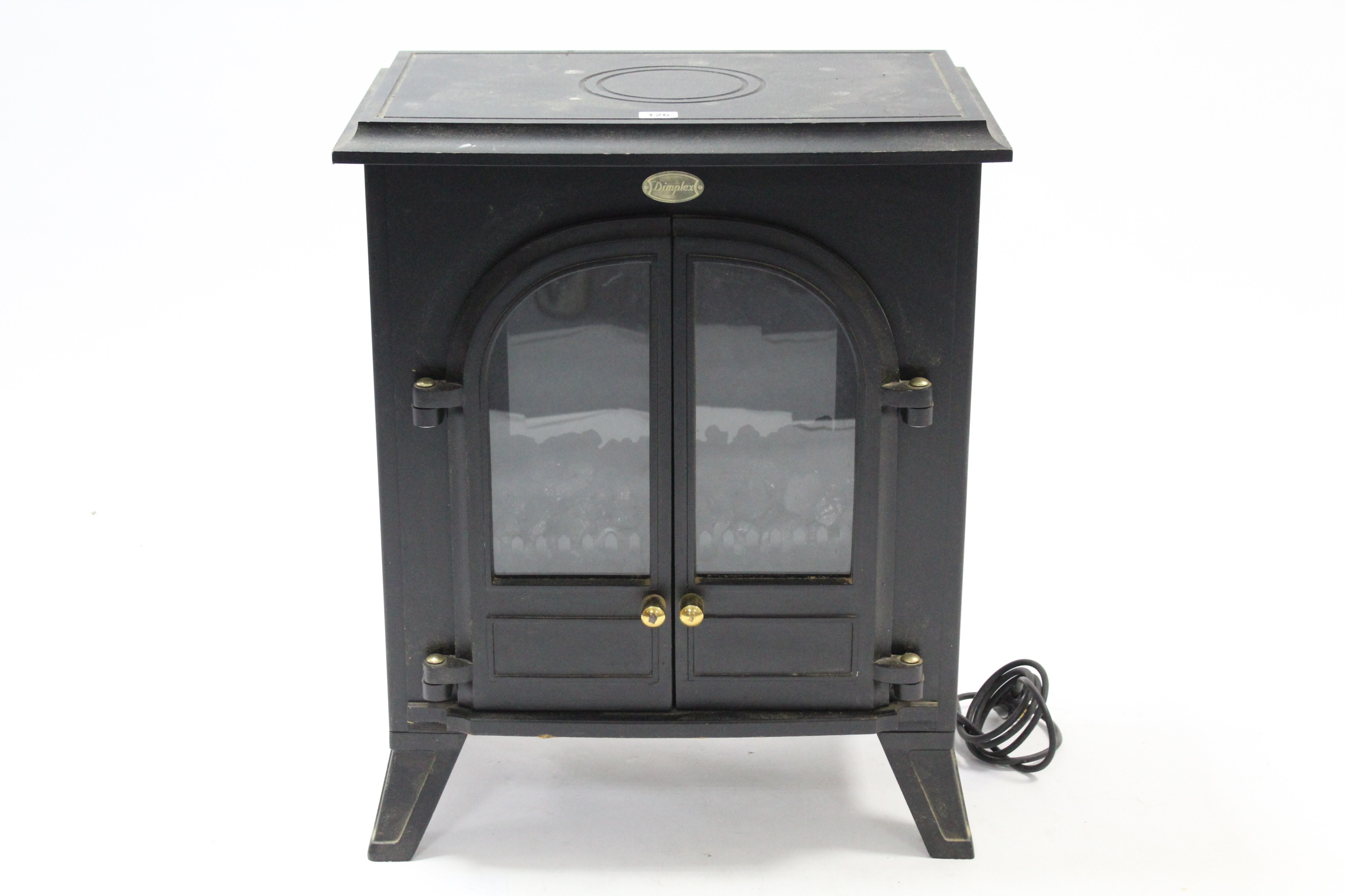 A Dimplex coal-effect electric fire in black-finish metal case, 21¼” wide, w.o.