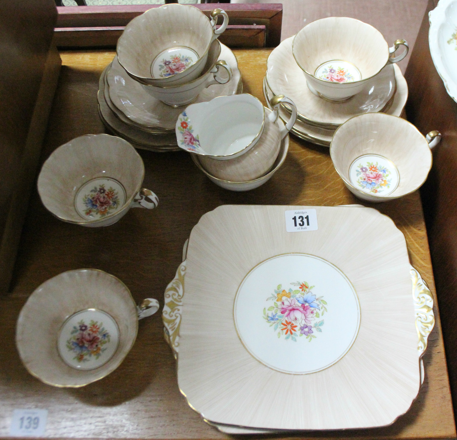 A Foley fine bone china floral decorated twenty-two piece tea service (settings for six).