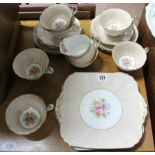 A Foley fine bone china floral decorated twenty-two piece tea service (settings for six).