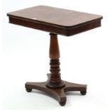 A 19th century mahogany centre table with rounded corners to the rectangular top, on turned &