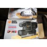 A Master Mechanic 2 Ton hydraulic trolley jack; three Black & Decker power tools, all boxed, & a