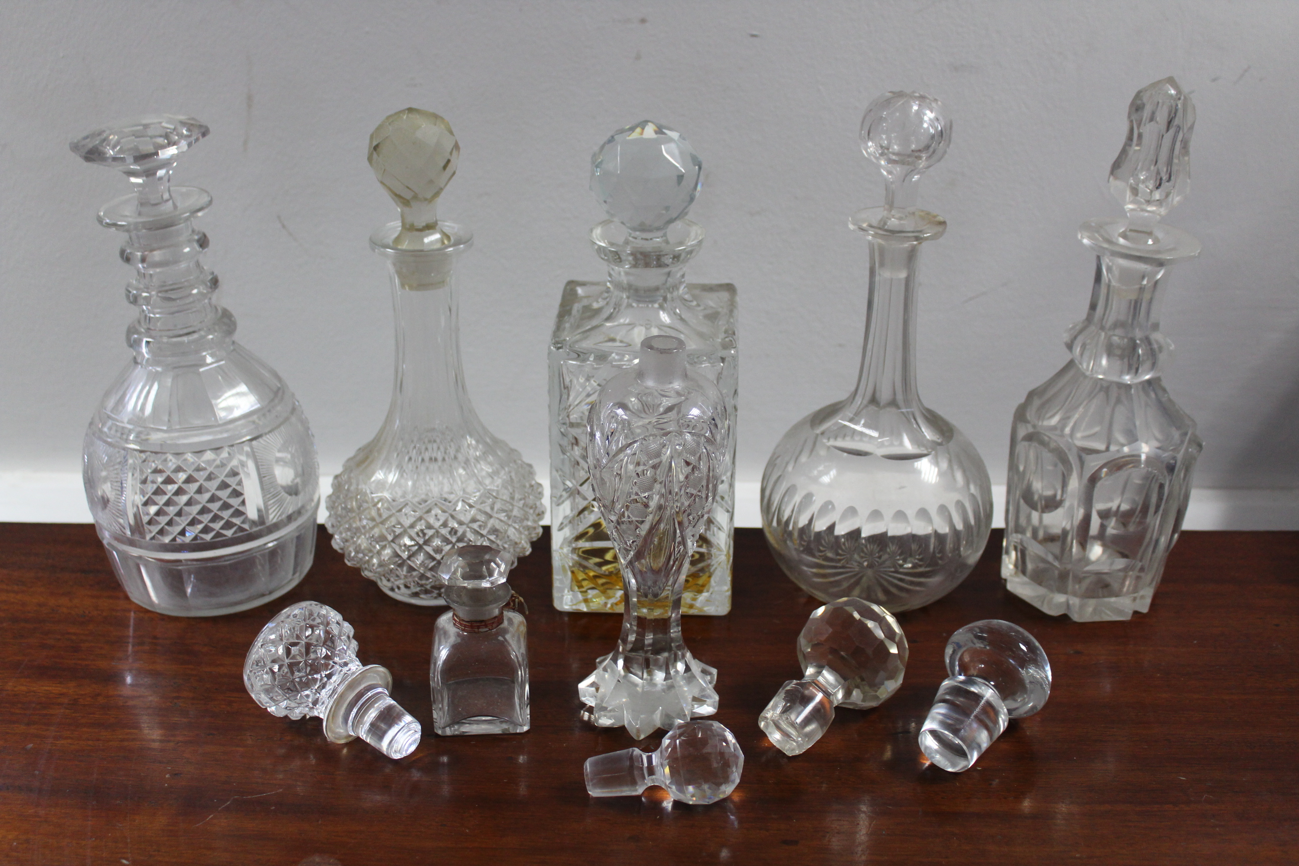 Six glass decanters; eight glass paperweights; & various other items of glassware, pottery, & - Image 2 of 6