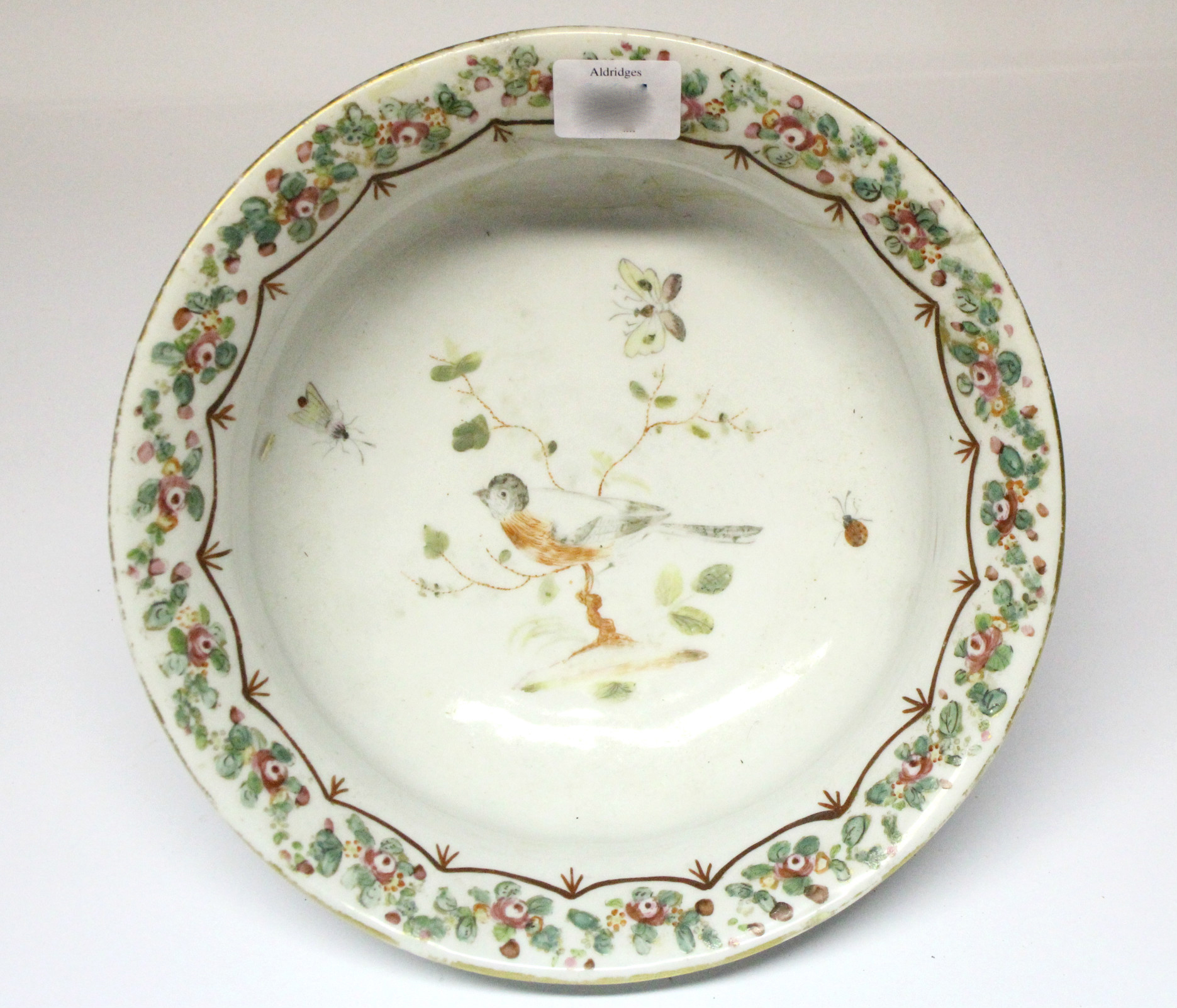 A 19th century Meissen porcelain circular bowl with painted bird design to centre & with floral - Bild 3 aus 4