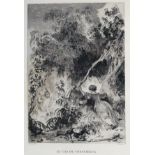 A set of twenty three 19th century black & white engravings by P. Marticl after Fragonard, figure