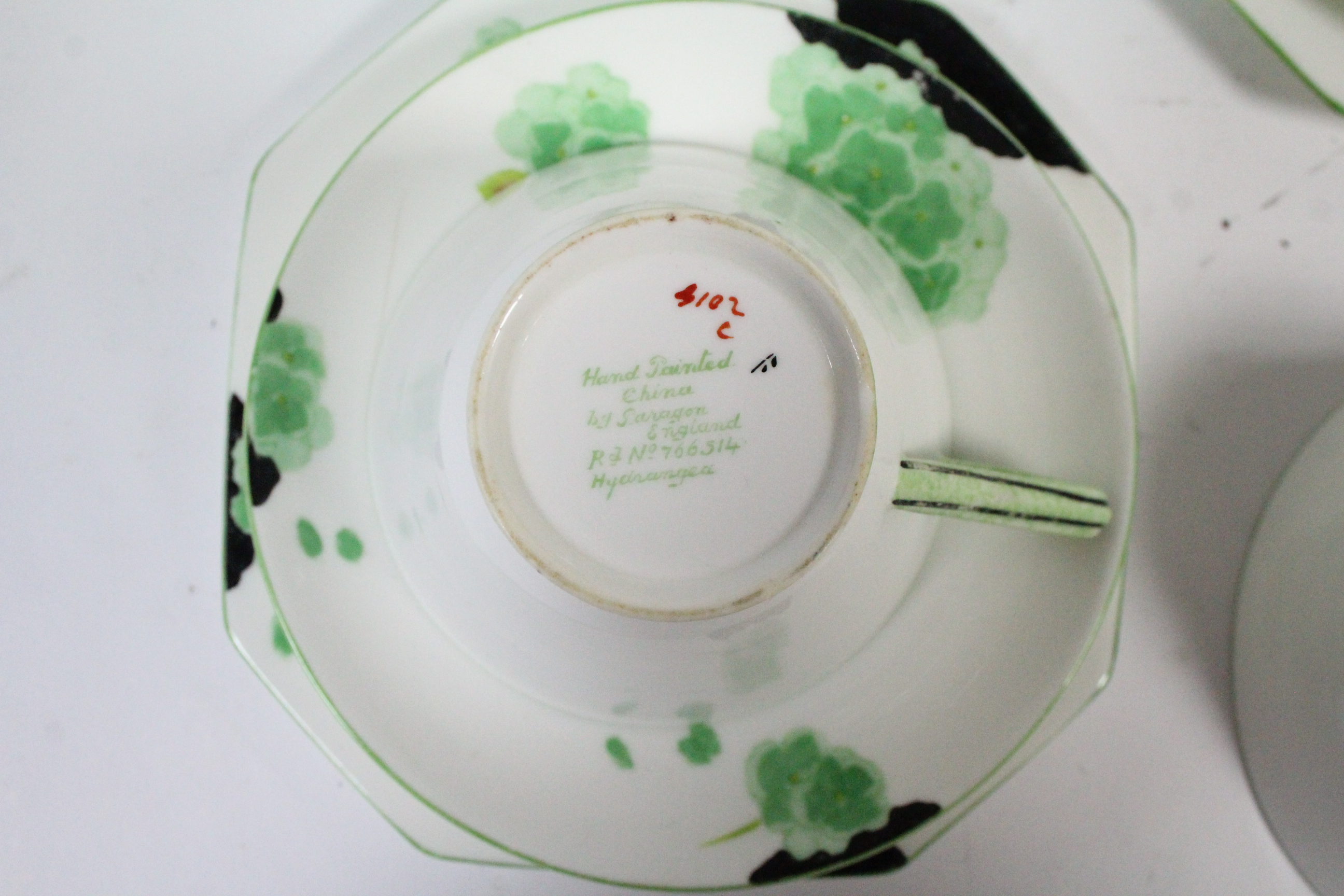 A Paragon Hand Painted china Hydrangea pattern eighteen-piece part tea service; & five Mintons 6" - Image 2 of 3