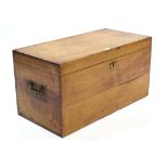 An early-mid 20th century camphor wood trunk with hinged lift-lid & brass side handles, 30" wide x