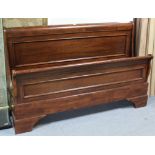 A Willis & Gambier mahogany-finish 5' sleigh bed (lacking mattress).