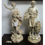 A pair of late 19th/early 20th century Rudolstadt (German) pottery male classical figures, one