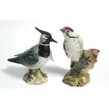 Two Beswick bird ornaments "Lapwing" & "Woodpecker".