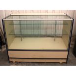 A shop's counter display cabinet, fitted two plate-glass shelves enclosed by glazed top & pair of