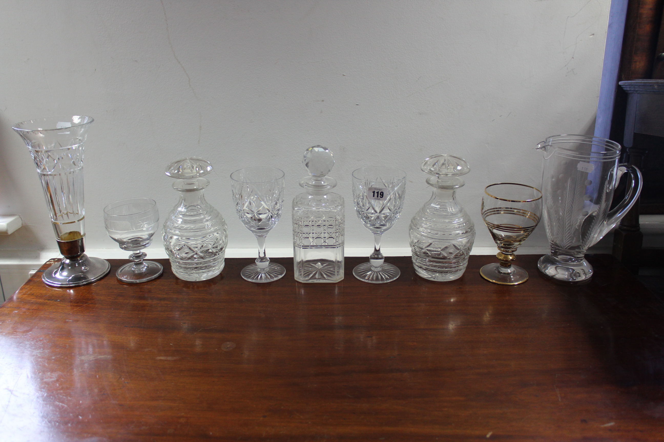 Six glass decanters; eight glass paperweights; & various other items of glassware, pottery, & - Image 4 of 6