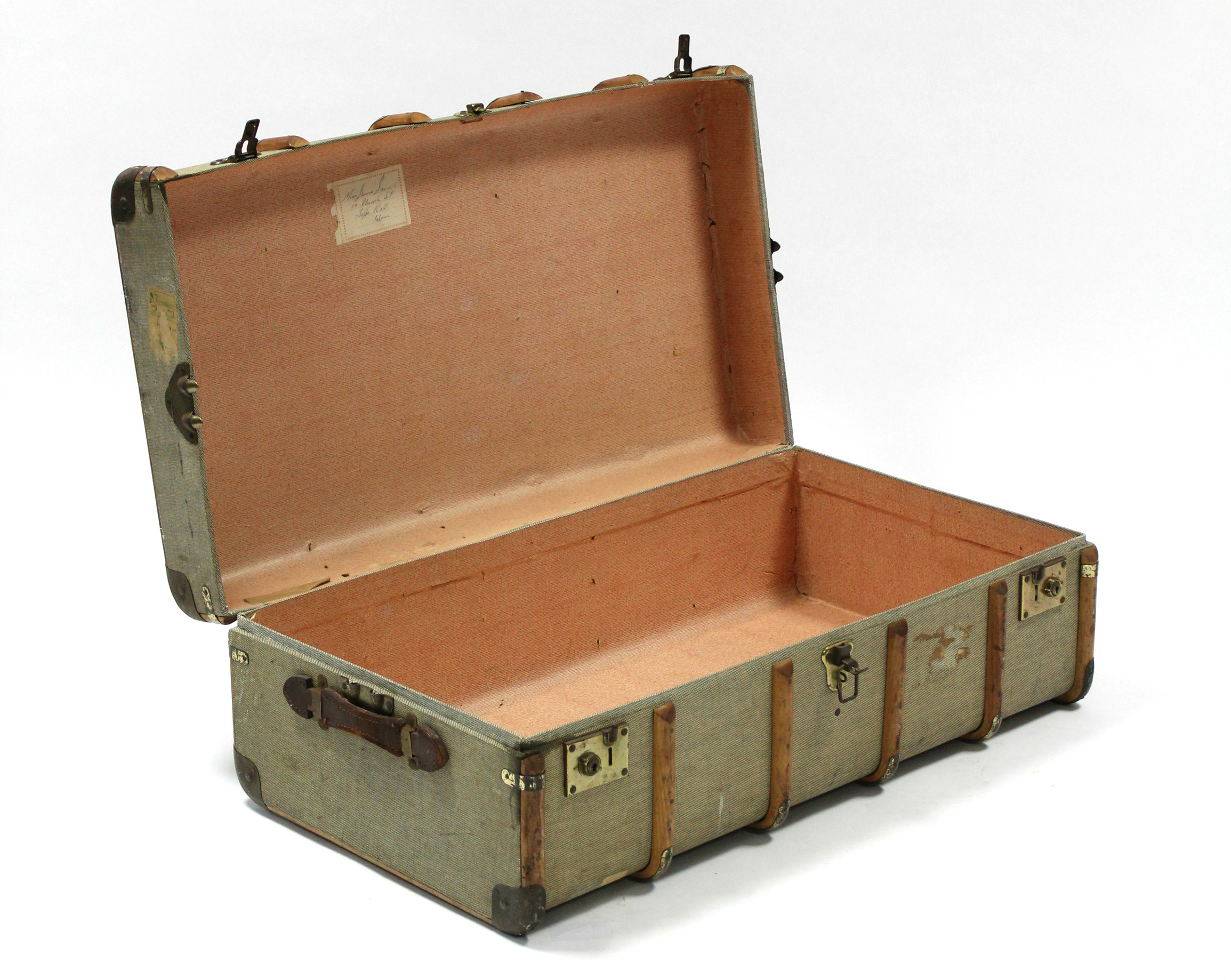 An early-mid 20th century fibre-covered travelling trunk, 35¾" wide. - Image 2 of 3