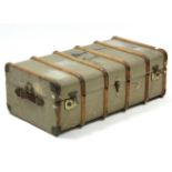 An early-mid 20th century fibre-covered travelling trunk, 35¾" wide.