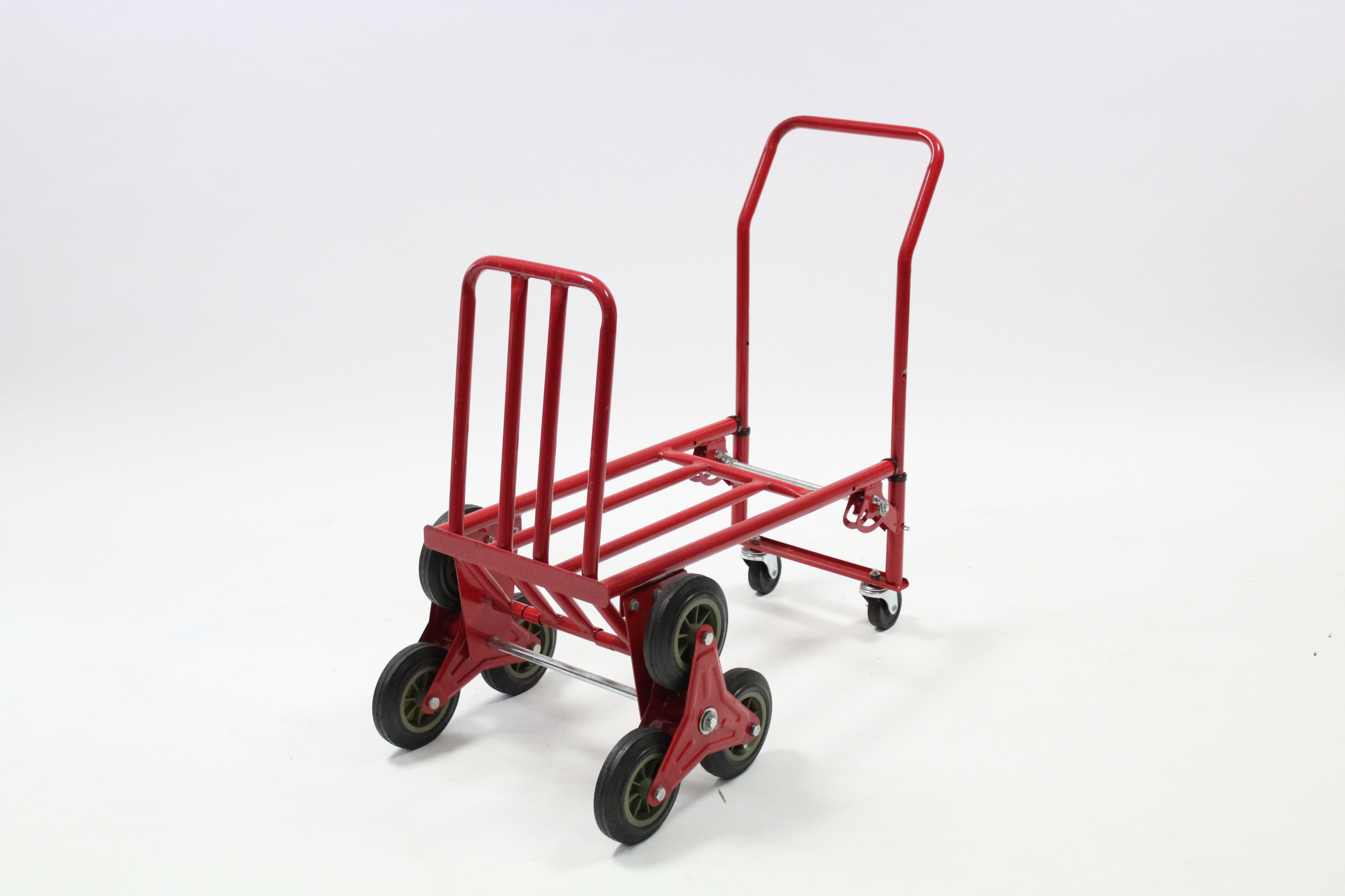 A pair of red-finish tubular-metal sack trucks; & an aluminium folding stepladder. - Image 2 of 4