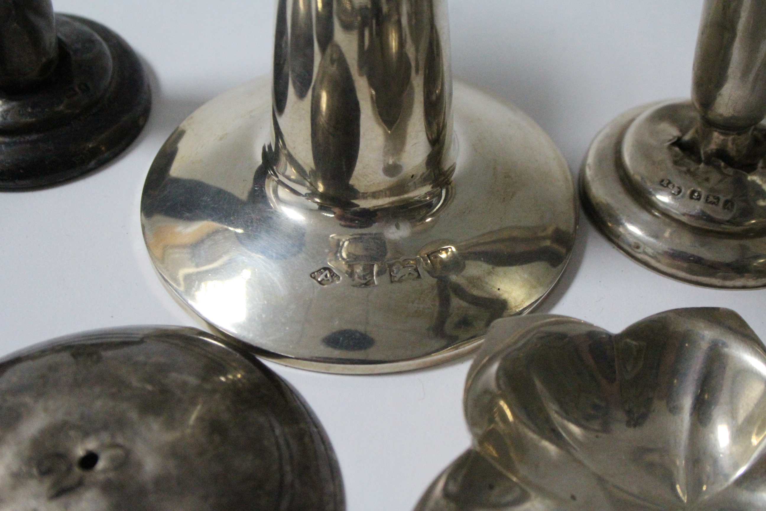 A silver candlestick in the art nouveau style, 4¾" high (hallmarks rubbed); a George V silver - Image 2 of 2
