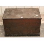 A deal tool chest with hinged lift-lid; & with wrought-iron side handles, 30½" wide, slight