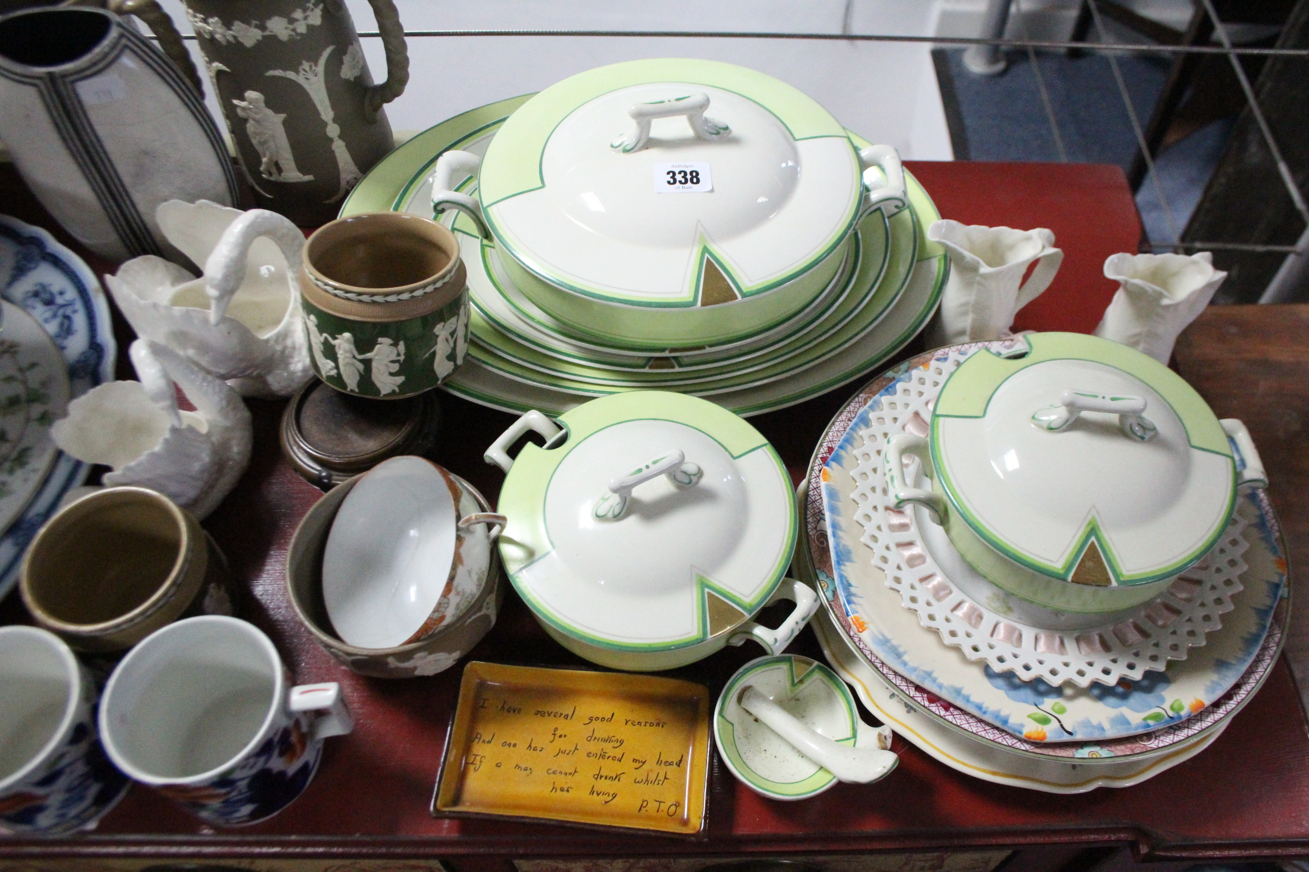 A set of eight Royal Doulton "Heather" pattern dinner plates, twelve ditto side plates; & various