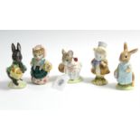 Five Beswick Beatrix Potter character figures “Amiable Guinea Pigs”; “Cousin Ribby”; “Mrs Flopsy