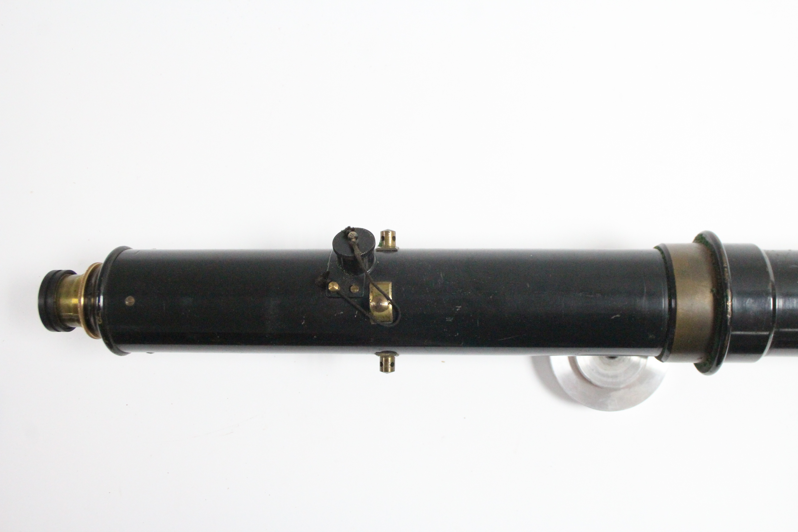 A WWII black lacquered sighting telescoping with brass fittings, 29½” long, in fitted case. - Image 4 of 8