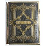 A late 19th/early 20th century leather-bound Brown’s Self-Interpreting Family Bible, with engraved