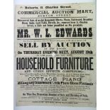 An antique auction room notice “Mr. W. L. Edwards, 3, Burton Street Bath”, ten vintage glamour