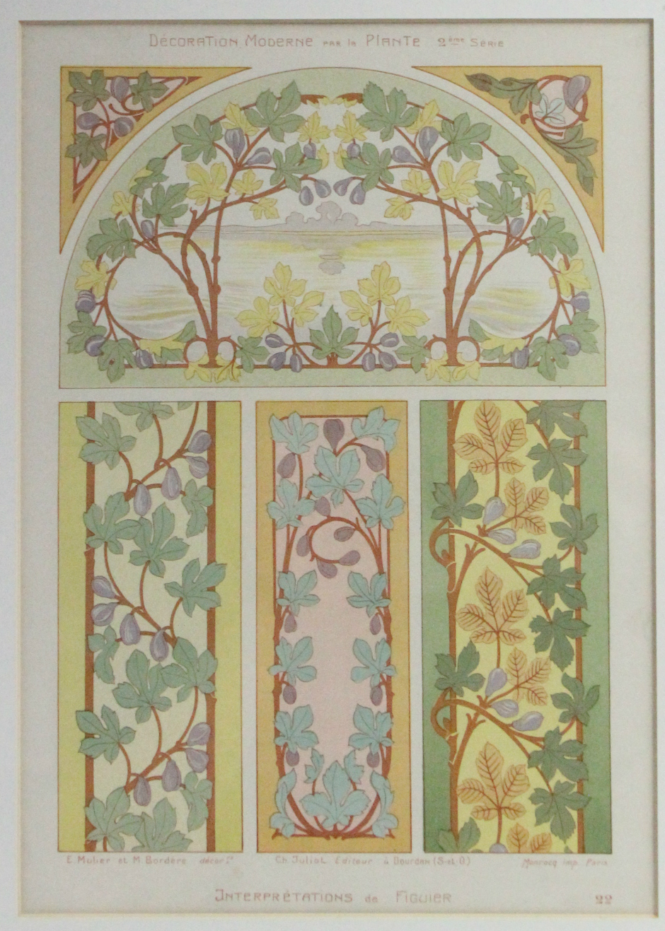 Thirteen French coloured lithographs of interior furnishing designs, circa 1900, 13” x 9”, in