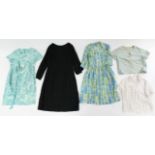 Various ladies’ short dresses & blouses, circa 1960’s – 1980’s, including Peggy Page two-piece; D.