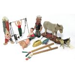 A late 19th/early 20th century child’s pull-along donkey toy (lacking tail), 6¼” high; a German