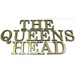 An Inn letter sign “The Queens Head” (in three sections) 114” x 12”.