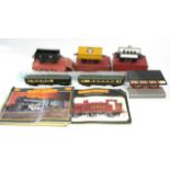 Three Hornby trains “O” gauge scale models “cement wagon” “ No.1 petrol tank wagon Esso” “No.0