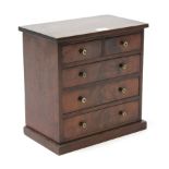 A 19th century mahogany apprentice-piece chest fitted two short & three long graduated drawers