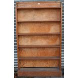 A pine tall standing open six-tier bookcase on plinth base, 42" wide x 72" high.