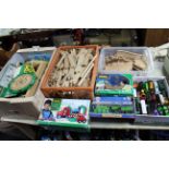 A large quantity of Brio wooden child’s train set items; & various Fisher Price “Thomas The Tank