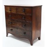 A Victorian mahogany chest, fitted two short & three long graduated drawers with turned knob