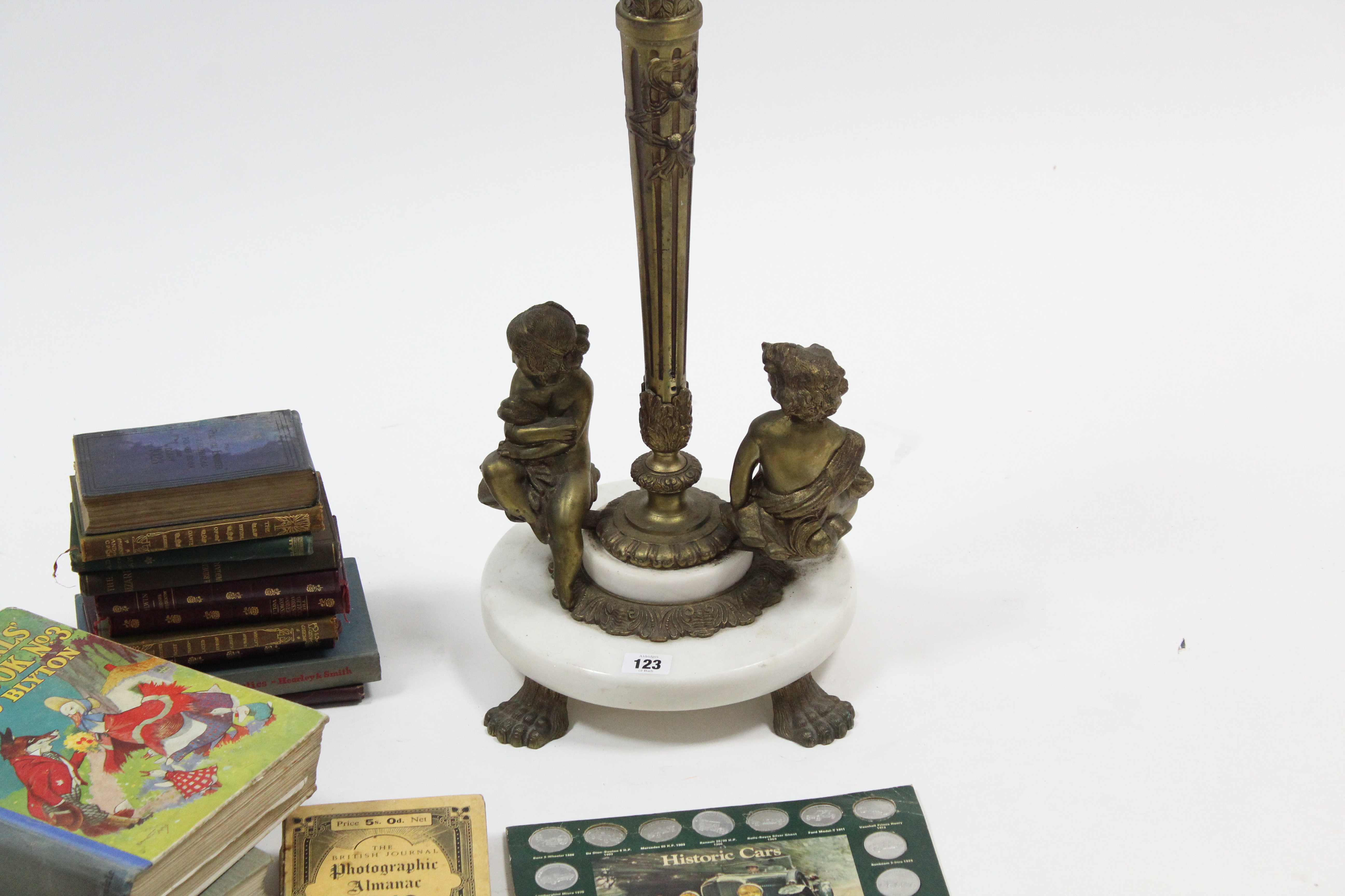 A gilt ormolu & white marble table centrepiece, 21” high; a silver plated campana-shaped ice bucket; - Image 2 of 2