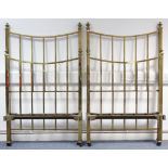 A pair of Edwardian brass 3’ bedsteads, complete with side rails.