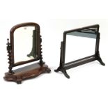 A Victorian mahogany rectangular swing toilet mirror, with spiral-twist supports & on serpentine