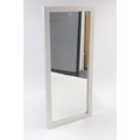 A large rectangular wall mirror in white-finish frame, 51½” x 23¼”; & a large square wall mirror