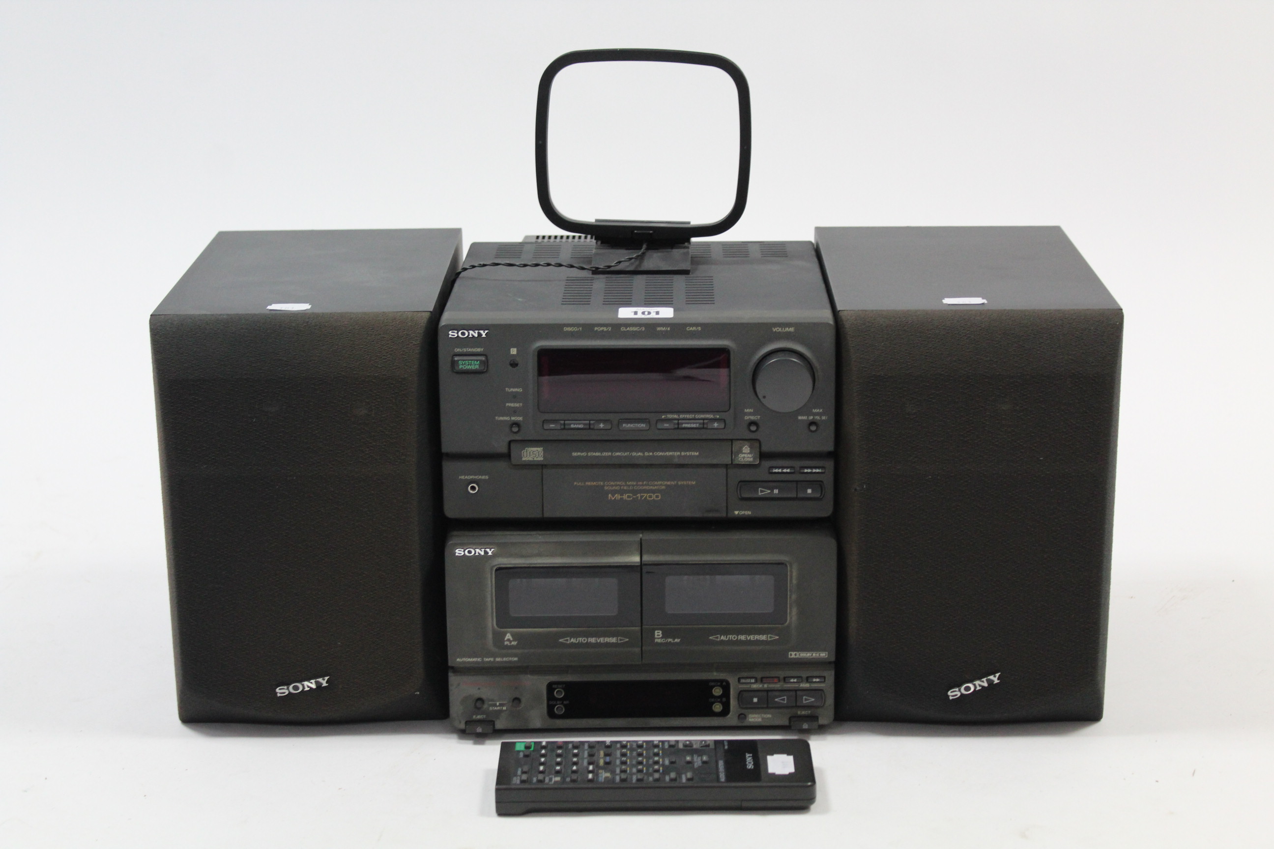 A Sony micro hi-fi systems with remote control.