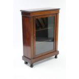 A 19th century inlaid-mahogany dwarf china display cabinet fitted two shelves enclosed by glazed