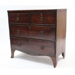 A 19th century inlaid-mahogany small chest fitted two short & two long drawers with brass ring