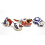 Four Royal Crown Derby novelty animal paperweights (one lacking stopper).