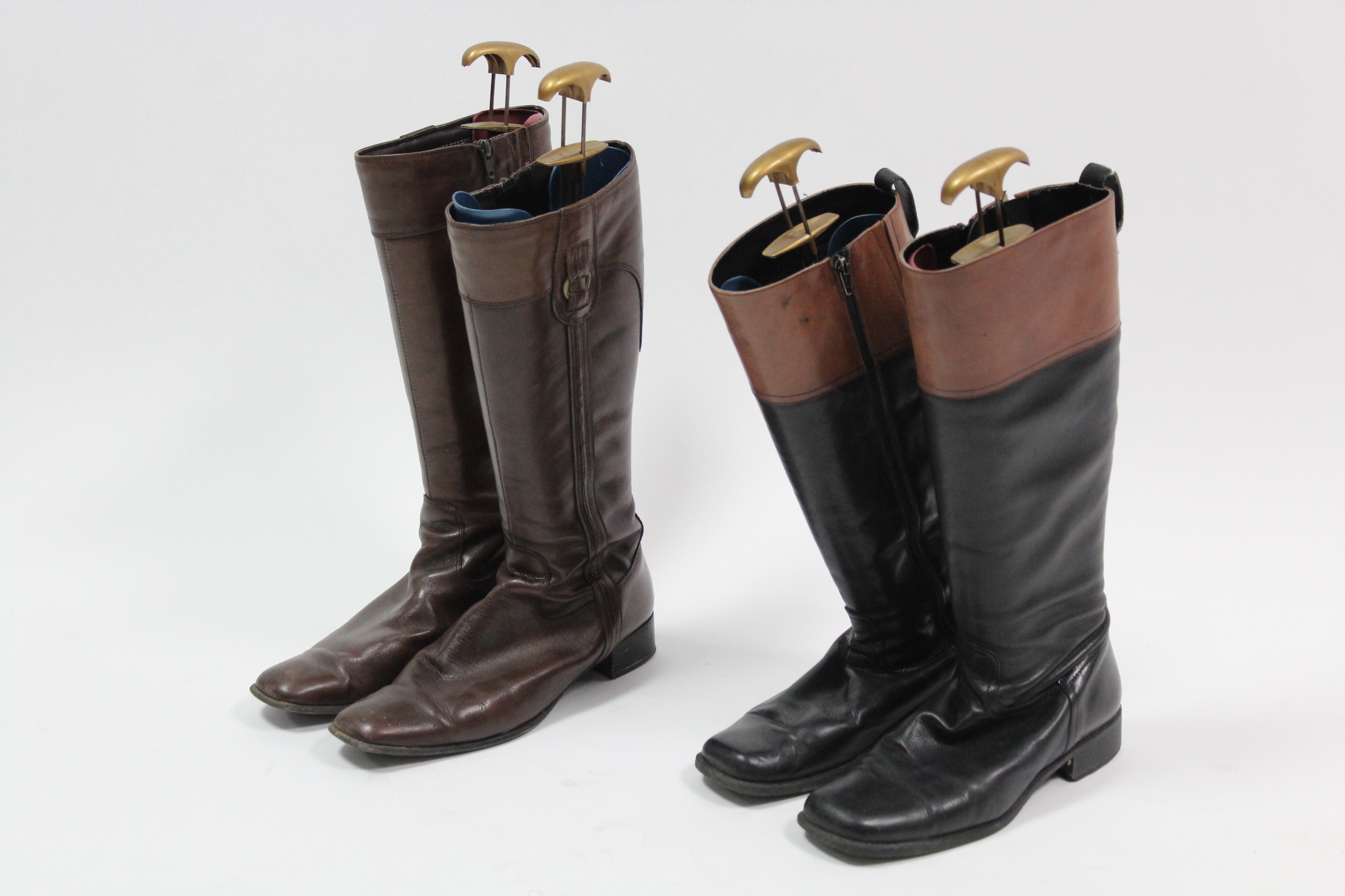 Two modern pairs of ladies leather riding boots, with trees. - Image 2 of 2